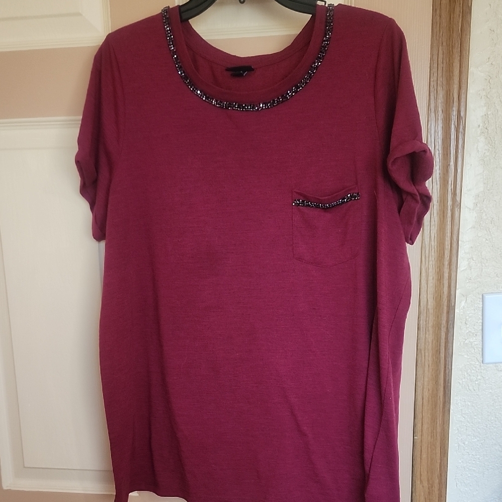 Torrid Red Top With Jeweled Neckline